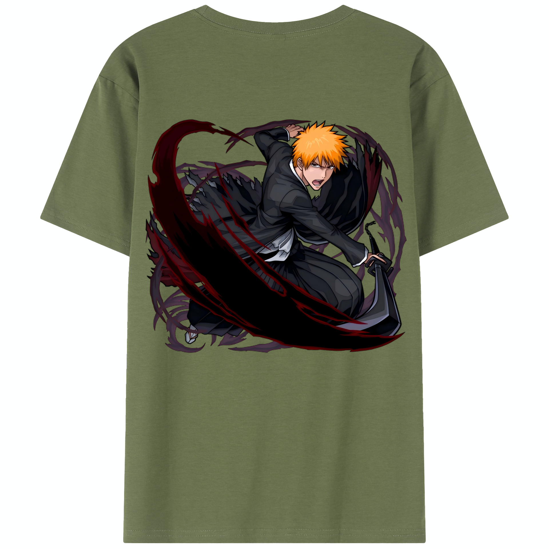 （画像用） ブリーチ 黒崎一護（くろさき いちご）BLEACH Kurosaki Ichigo 綿100％半袖Tシャツ（背面プリント）